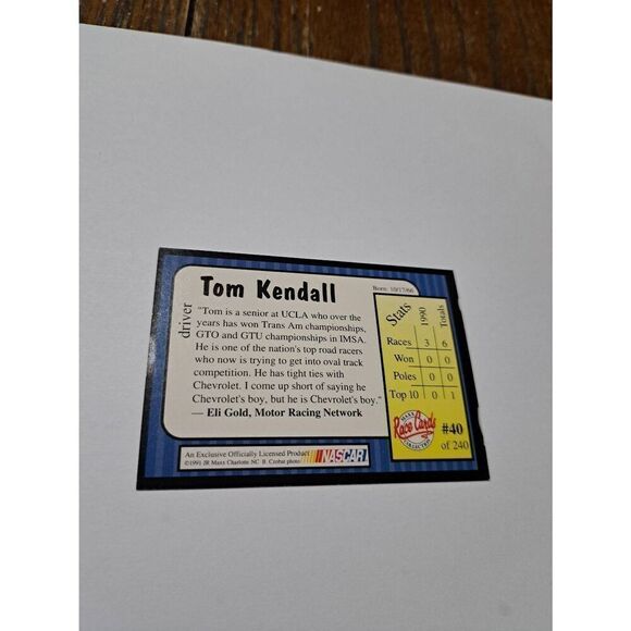 Vintage 1991 Maxx Tom Kendall #40 Race Car Nascar Trading Card - Picture 2 of 2